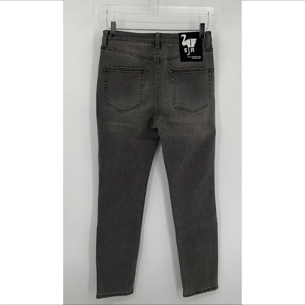 Sandrine Rose distressed black gray skinny jeans destroyed rain women new 29